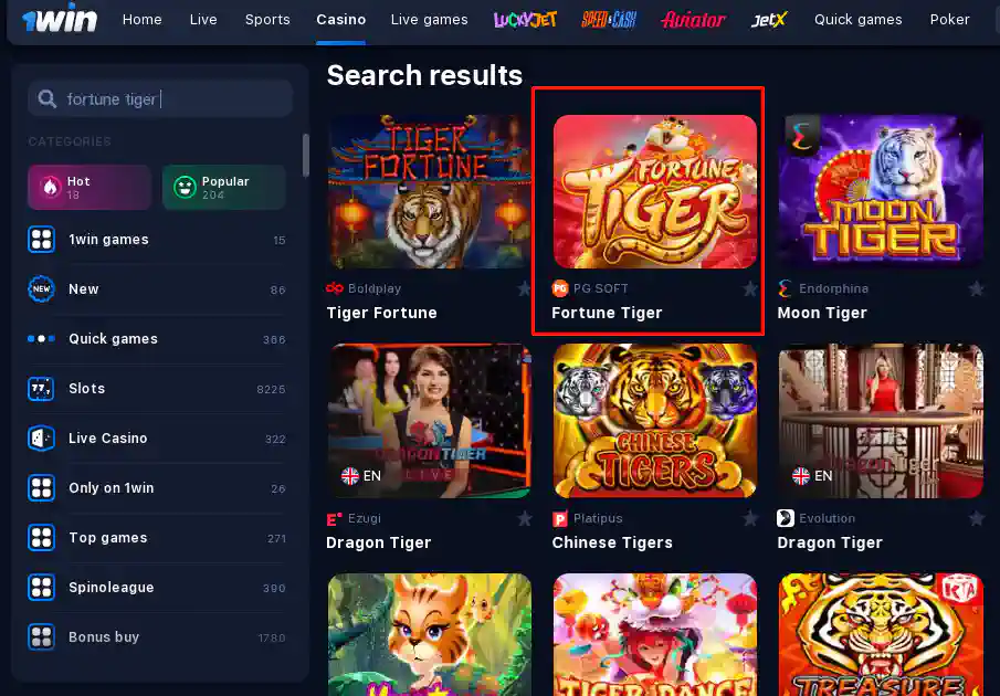 1win Fortune Tiger slot 1win Fortune Tiger slot